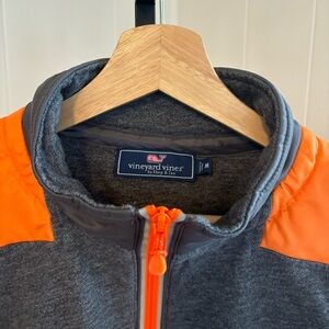 Vineyard Vines 1/4 Zip Gray Orange Preppy Performance Shep Shirt Pullover Mens M